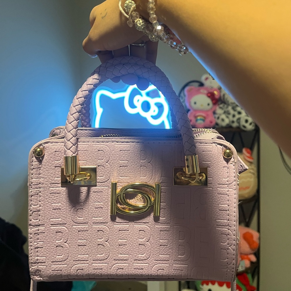 Bebe lilac Purple and Gold Satchel with Elegant Design